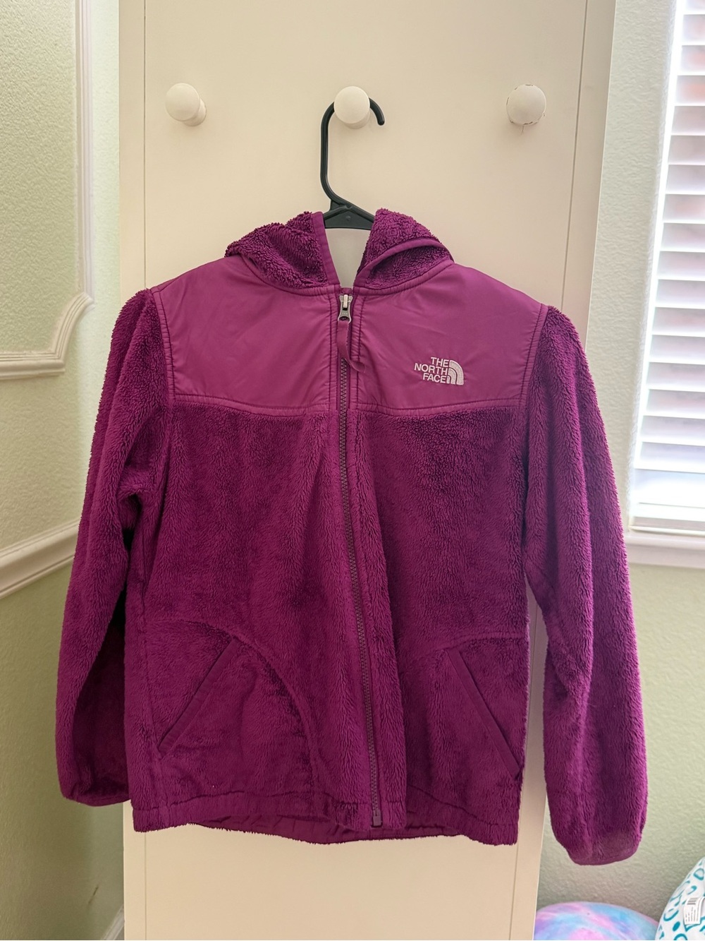 The North Face Kids Purple Hooded Plush Puffer Jacket